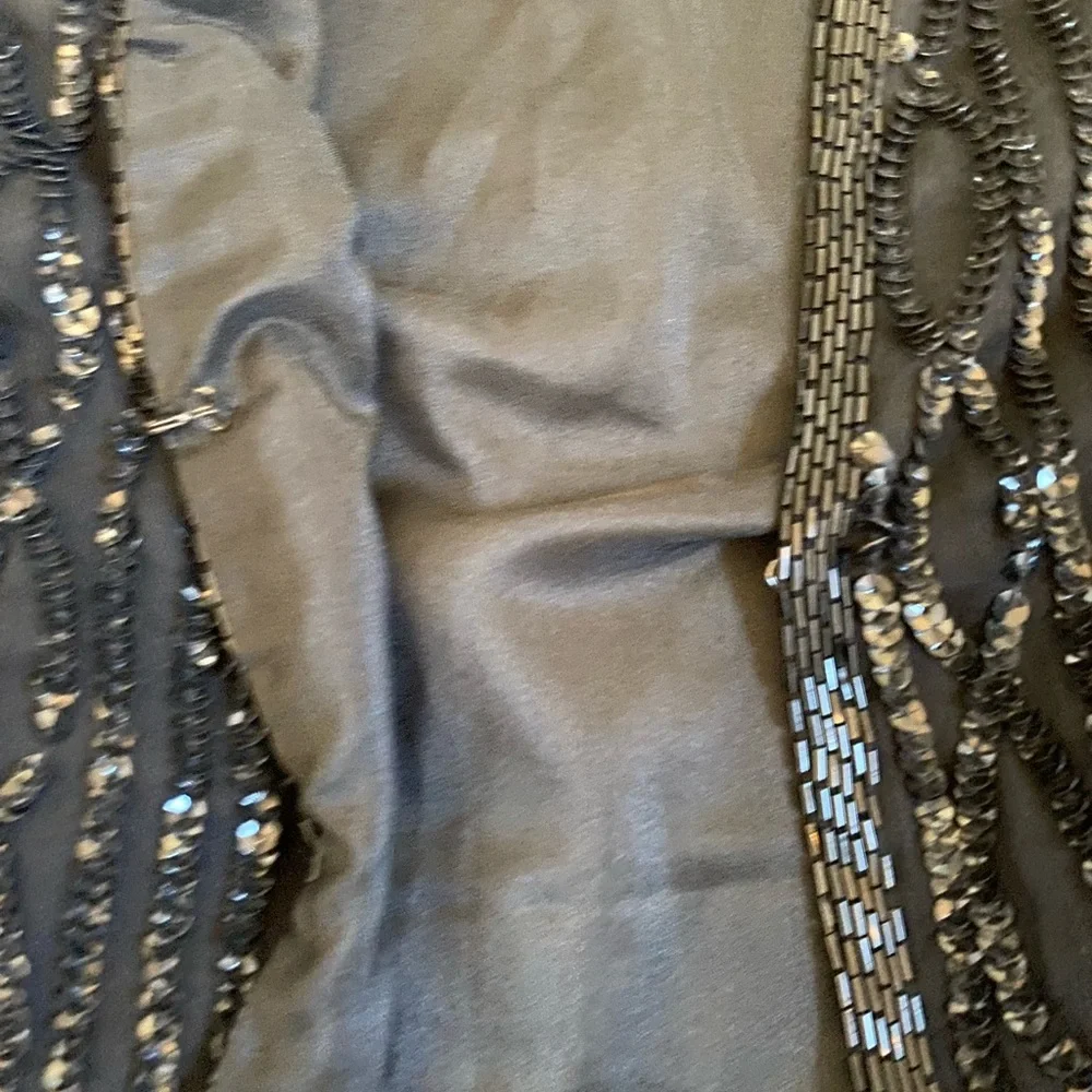 Vintage Whimsygoth Womens Black Silk Hand Beaded Sequin Embellished Blazer 15/16 - Picture 11 of 13